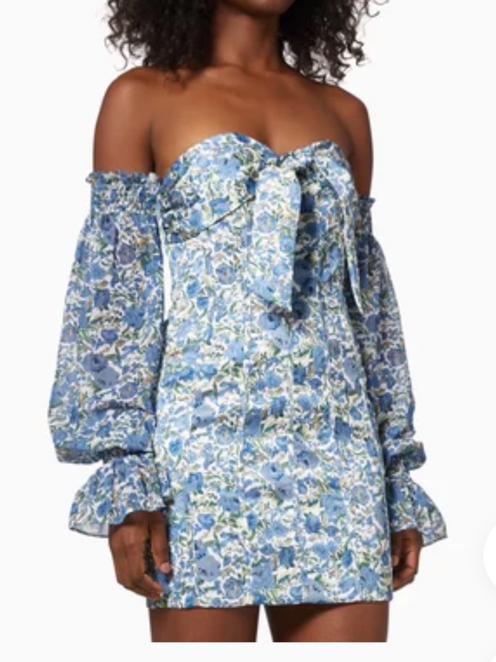 Lavish Alice Blue Floral Off-Shoulder Mini Dress Size 8